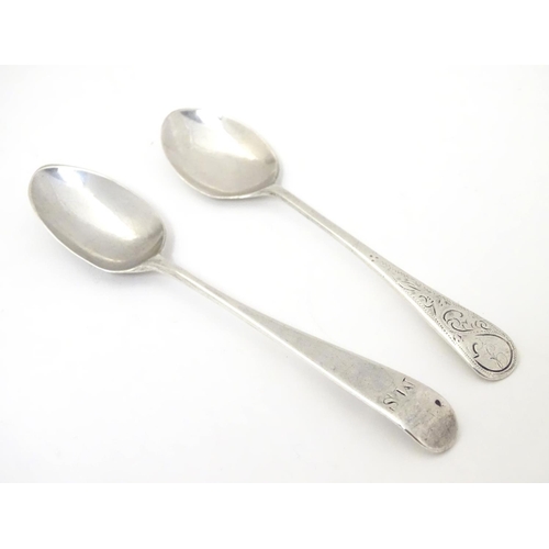 251 - A Geo III silver Old English pattern teaspoon, hallmarked London 1792 maker George Gray, together wi... 