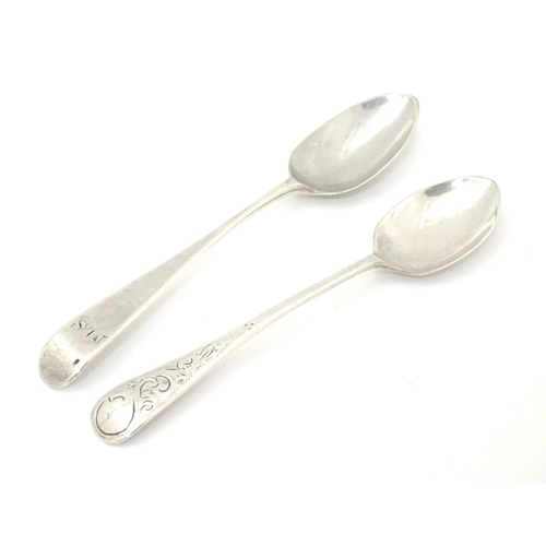 251 - A Geo III silver Old English pattern teaspoon, hallmarked London 1792 maker George Gray, together wi... 