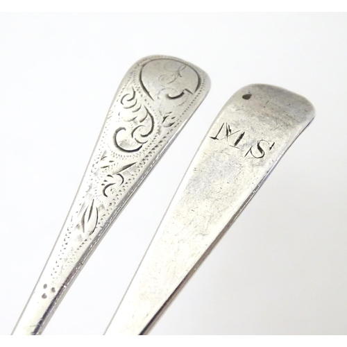 251 - A Geo III silver Old English pattern teaspoon, hallmarked London 1792 maker George Gray, together wi... 