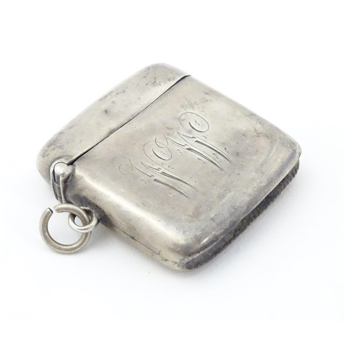 254 - A silver vesta case. Hallmarked Birmingham 1900 maker Joseph Gloster. 1 3/4