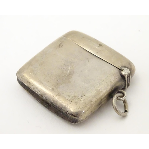 254 - A silver vesta case. Hallmarked Birmingham 1900 maker Joseph Gloster. 1 3/4