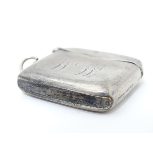 254 - A silver vesta case. Hallmarked Birmingham 1900 maker Joseph Gloster. 1 3/4