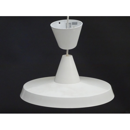 1572 - Vintage Retro, Mid-Century: a Nordlux 7663 pendant lamp, white enameled finish, the shade 13 3/4