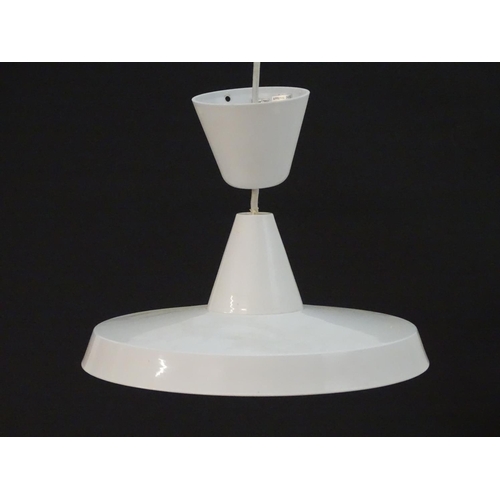 1572 - Vintage Retro, Mid-Century: a Nordlux 7663 pendant lamp, white enameled finish, the shade 13 3/4