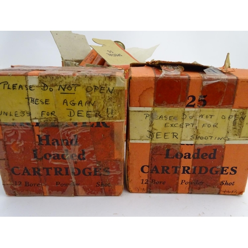 2040 - Shooting, collectable shotgun cartridges: two W.W. Greener 'Hand loaded Cartridges' boxes, containin... 