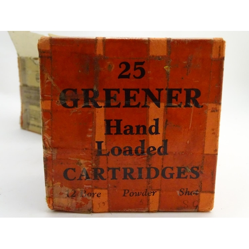 2040 - Shooting, collectable shotgun cartridges: two W.W. Greener 'Hand loaded Cartridges' boxes, containin... 