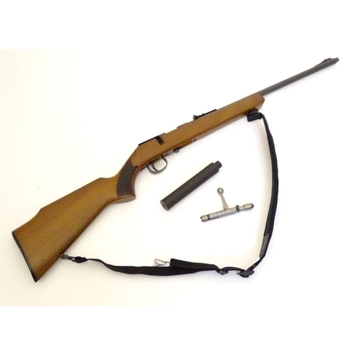 2050 - Rimfire rifle: an Anschutz 'Modell 1450' .22LR bolt-action rifle, 26'' barrel (including sound moder... 