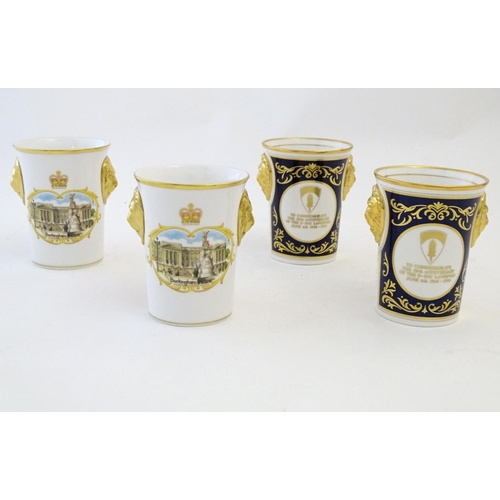 151 - Four commemorative beakers produced for Peter Jones China, comprising two limited edition Caverswall... 