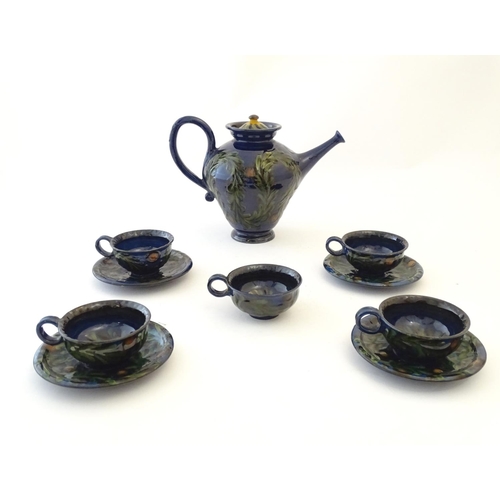 164 - A quantity of Kahler Keramik Danish studio pottery tea wares, comprising a teapot and four cups and ... 