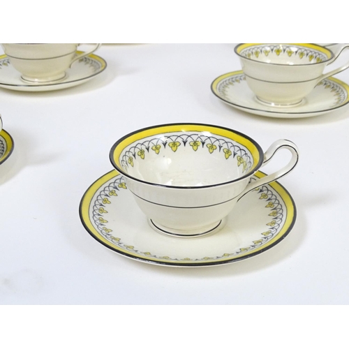 184 - A quantity of assorted cups and saucers, to include Wedgwood Etruria in The Tyne pattern, a New Hall... 