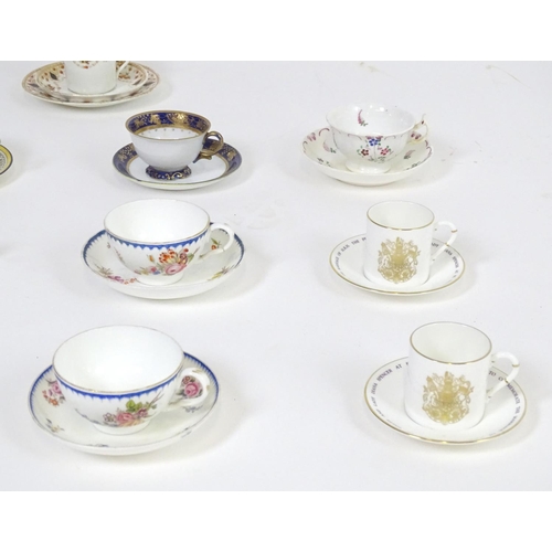 184 - A quantity of assorted cups and saucers, to include Wedgwood Etruria in The Tyne pattern, a New Hall... 