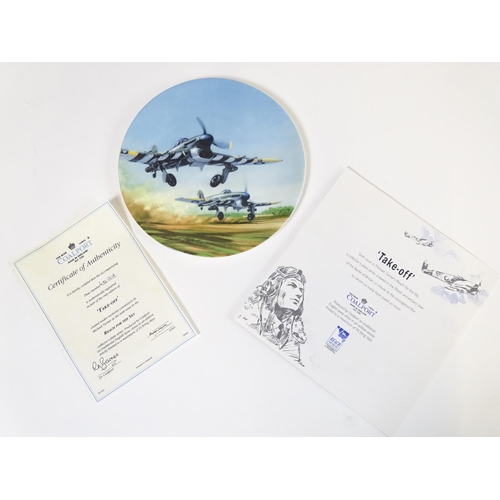 184A - A set of Coalport limited edition collectors plates from the Reach for the Sky series with artwork b... 