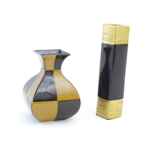 186 - Two 20thC modernist vases, comprising a Gary Dipasquale vase of squared baluster form with a flared ... 