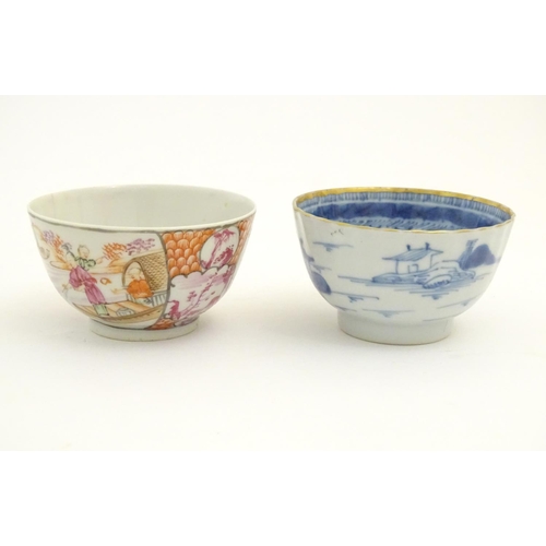 70 - Five assorted Oriental items, comprising two Japanese blue and white plates with scalloped edges, de... 