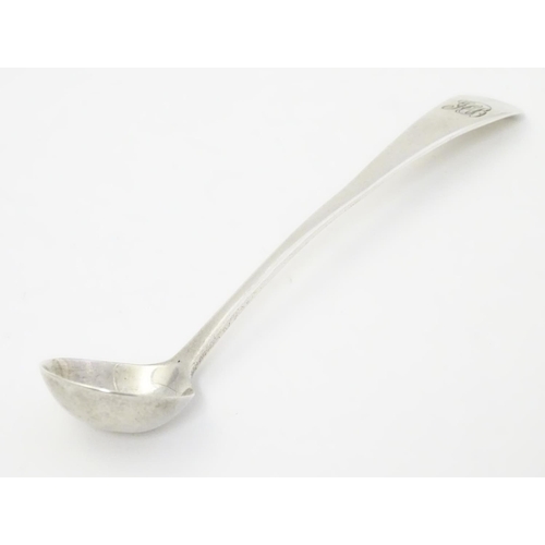 317 - A Geo III silver old English pattern salt spoon, hallmarked London 1801 maker GW 4 1/2