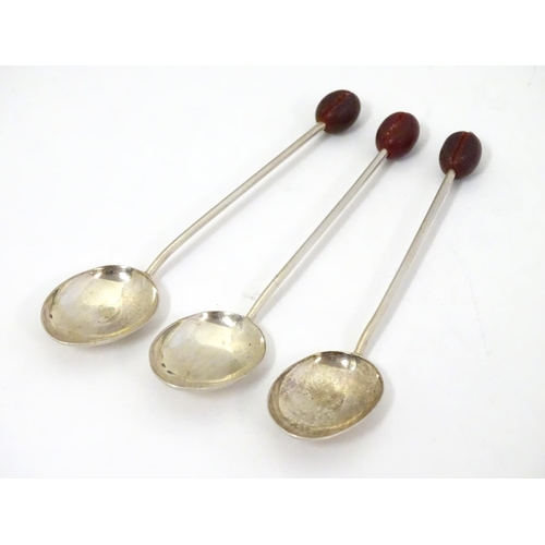 329 - 3 coffee bean spoons hallmarked Birmingham 1924 maker TW & S  4