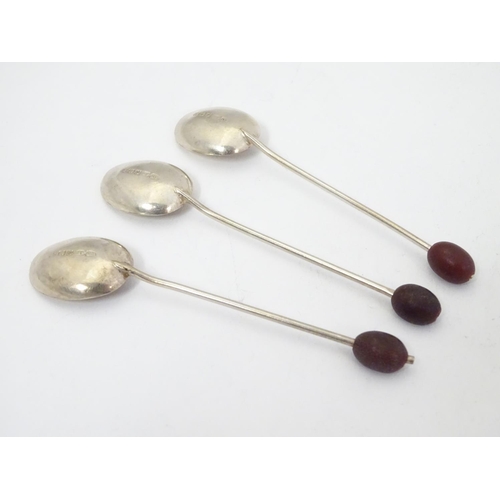 329 - 3 coffee bean spoons hallmarked Birmingham 1924 maker TW & S  4