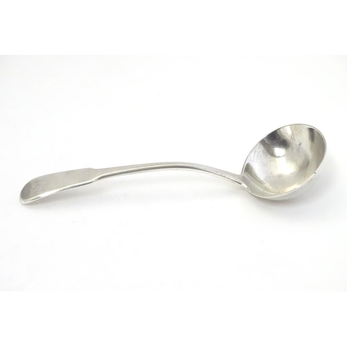 330 - A Geo III silver fiddle pattern sauce ladle hallmarked London 1799 maker  William Ely and William Fe... 