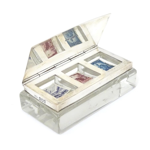 371 - A silver and glass triple stamp case / box, hallmarked London 1907 maker Cohen & Charles 4