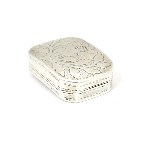 373 - A 19thC silver vinaigrette with engraved decoration to lid and a gilded interior, hallmarked Birming... 