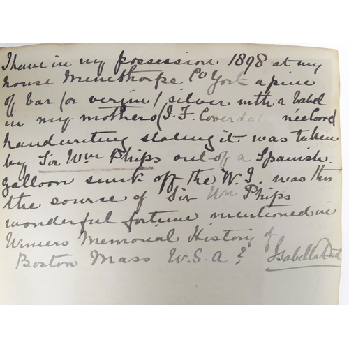 706 - Book: A Victorian manuscript diary relating to family incidents collected by J. F. Coore, London 184... 