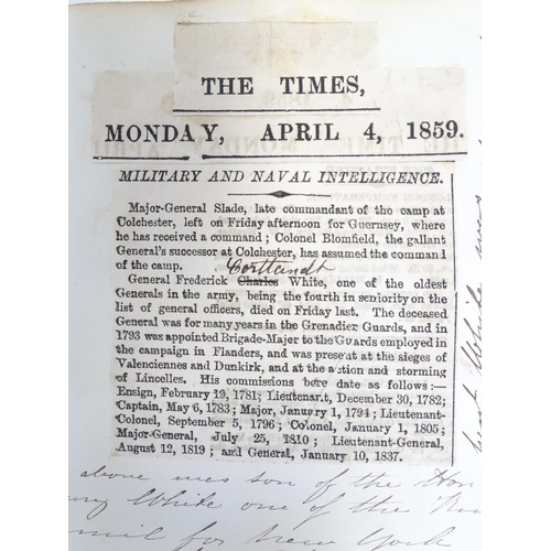 706 - Book: A Victorian manuscript diary relating to family incidents collected by J. F. Coore, London 184... 