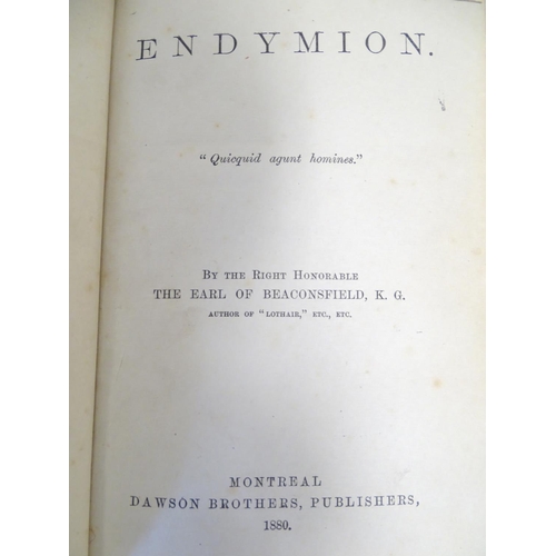 719 - Books: Endymion (Rt. Hon. Earl of Beaconsfield, pub. Dawson Brothers, Montreal 1880), Chatterbox 187... 