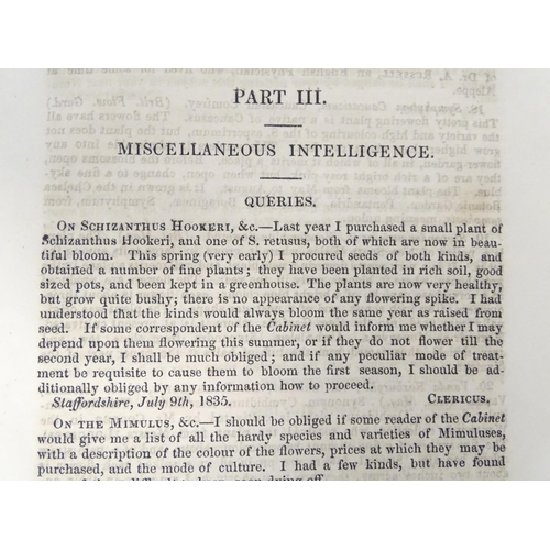 766 - Book: The Floricultural Cabinet and Florist's Magazine, conducted by Joseph Harrison, vol. 3, with h... 