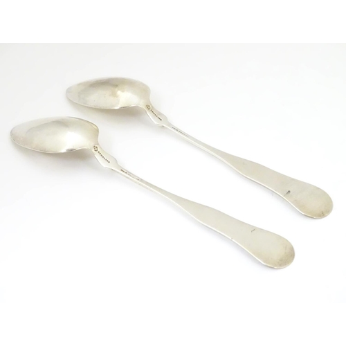 378 - A pair of late 19thC American sterling silver dessert spoons . Maker’s marks for William B. Durgin o... 