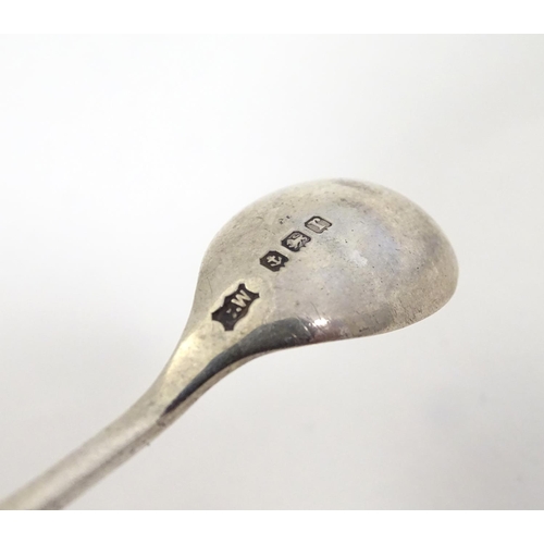 380 - Two small silver salt spoon, together with a small silver mustard spoon, of various ages and makers.... 