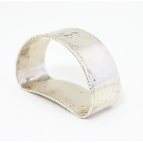 396 - A silver napkin ring of D shape hallmarked Martin Hall & Co Ltd