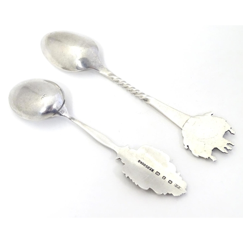 404 - Two silver commemorative / souvenir teaspoons, one with enamel crest titled Natal, Hallmarked Birmin... 