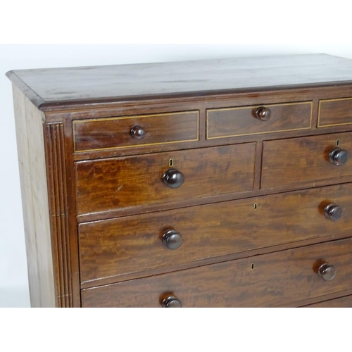 1374 - A late 18thC mahogany chest of drawers of large proportions, having a rectangular top above five sho... 