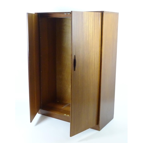 1564 - Vintage retro, mid-century: an afrormosia double wardrobe by Elliotts of Newbury, 48