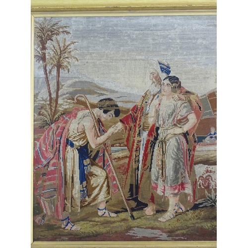 1359 - An early 20thC tapestry needlework / woolwork depicting the Return of the Prodigal Son. Together wit... 