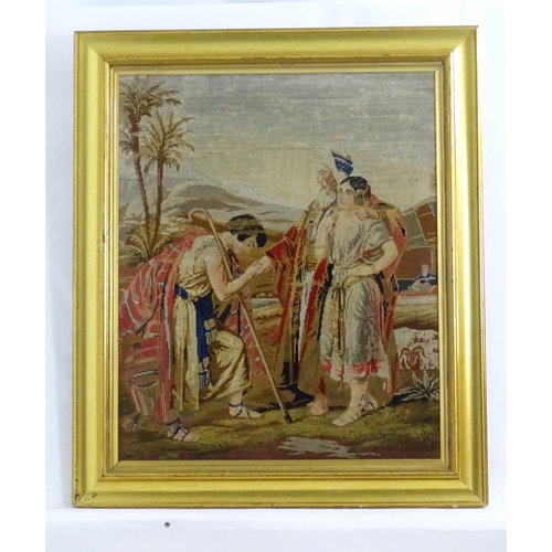 1359 - An early 20thC tapestry needlework / woolwork depicting the Return of the Prodigal Son. Together wit... 