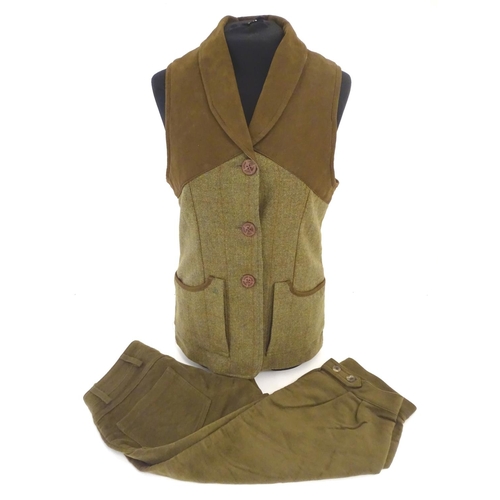 2020 - Sporting / Country pursuits: A ladies Laksen tweed gilet in UK size 8 along with ladies Laksen moles... 