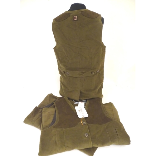 2022 - Sporting / Country pursuits:  3 ladies Laksen moleskin gilets in bronze, sizes L, XL & 2XL, new with... 