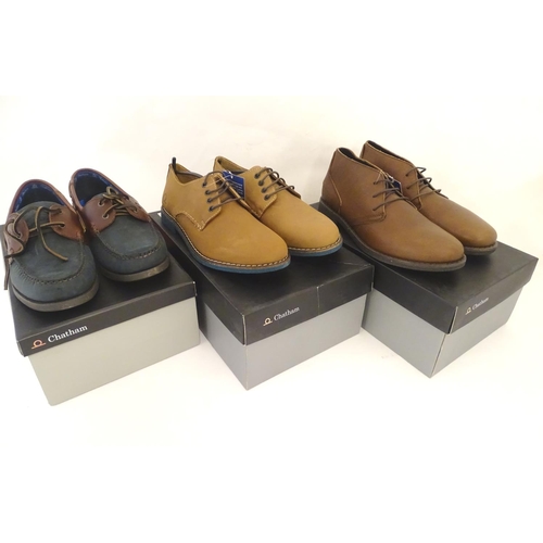 2035 - Sporting / Country pursuits: 3 pairs of mens shoes to include a pair of Chatham tan lace up shoes in... 