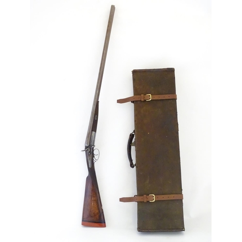 2062 - Shotgun: an Army and Navy CSL, London 12 bore sidelever back action hammergun, cased, c1880. 

30 ni... 