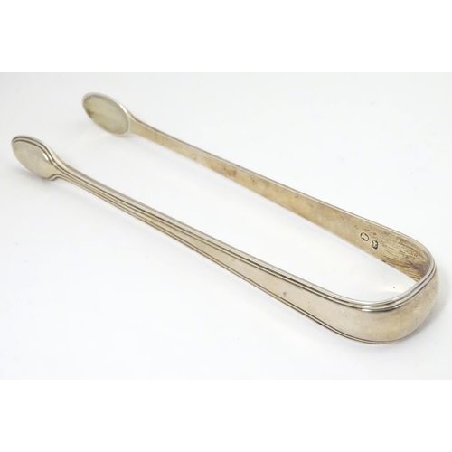 422 - Late 18thC silver Double Thread pattern sugar tongs. Hallmarked for London, maker’s mark for George ... 