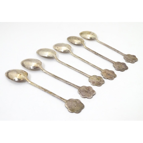 439A - 6 Oriental teaspoons with bamboo decoration to handles surmounted by character mark to handle. Marke... 