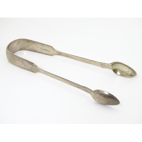 441 - Victorian silver fiddle pattern sugar tongs. Hallmarked London 1849 maker John Le Gallais.  Approx. ... 