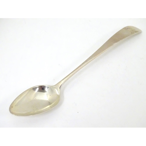 456 - A late 18th / early 19thC silver teaspoon, maker Graham & McLean. 5 1/2