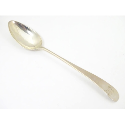 456 - A late 18th / early 19thC silver teaspoon, maker Graham & McLean. 5 1/2