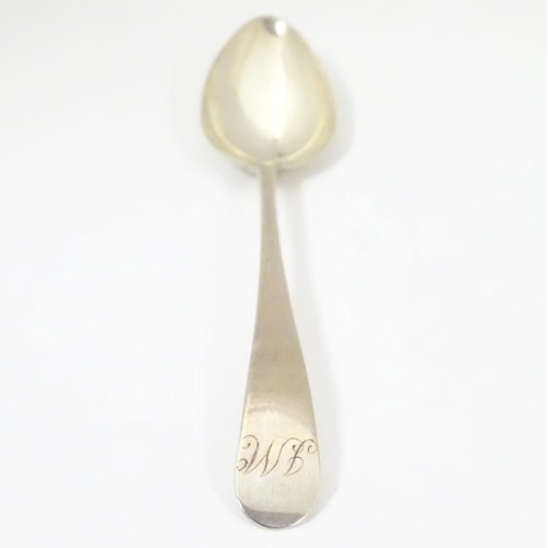 456 - A late 18th / early 19thC silver teaspoon, maker Graham & McLean. 5 1/2