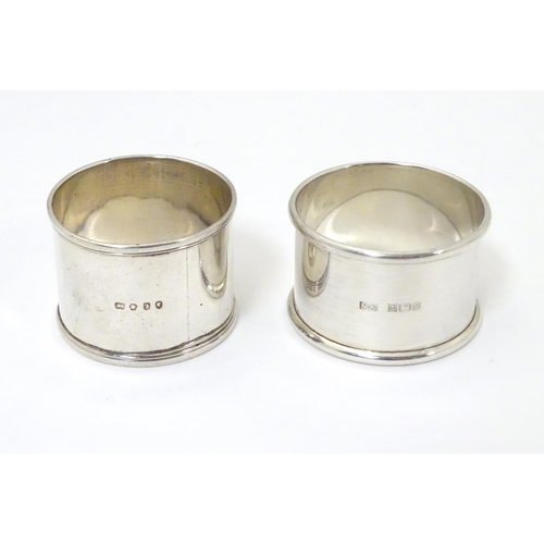 472 - Two silver napkin rings, one hallmarked London 1844, the other Birmingham 1986 (2)