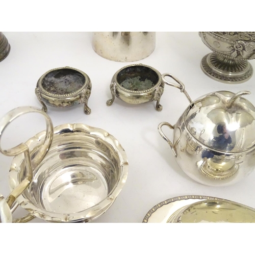 494 - Assorted silver plated wares to include various flatware, dishes, bowls hot water pot etc