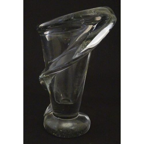 206 - An art glass vase of stylised Calla Lilly flower form together with a French glass bowl with floral ... 