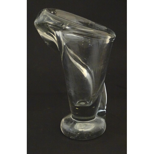 206 - An art glass vase of stylised Calla Lilly flower form together with a French glass bowl with floral ... 